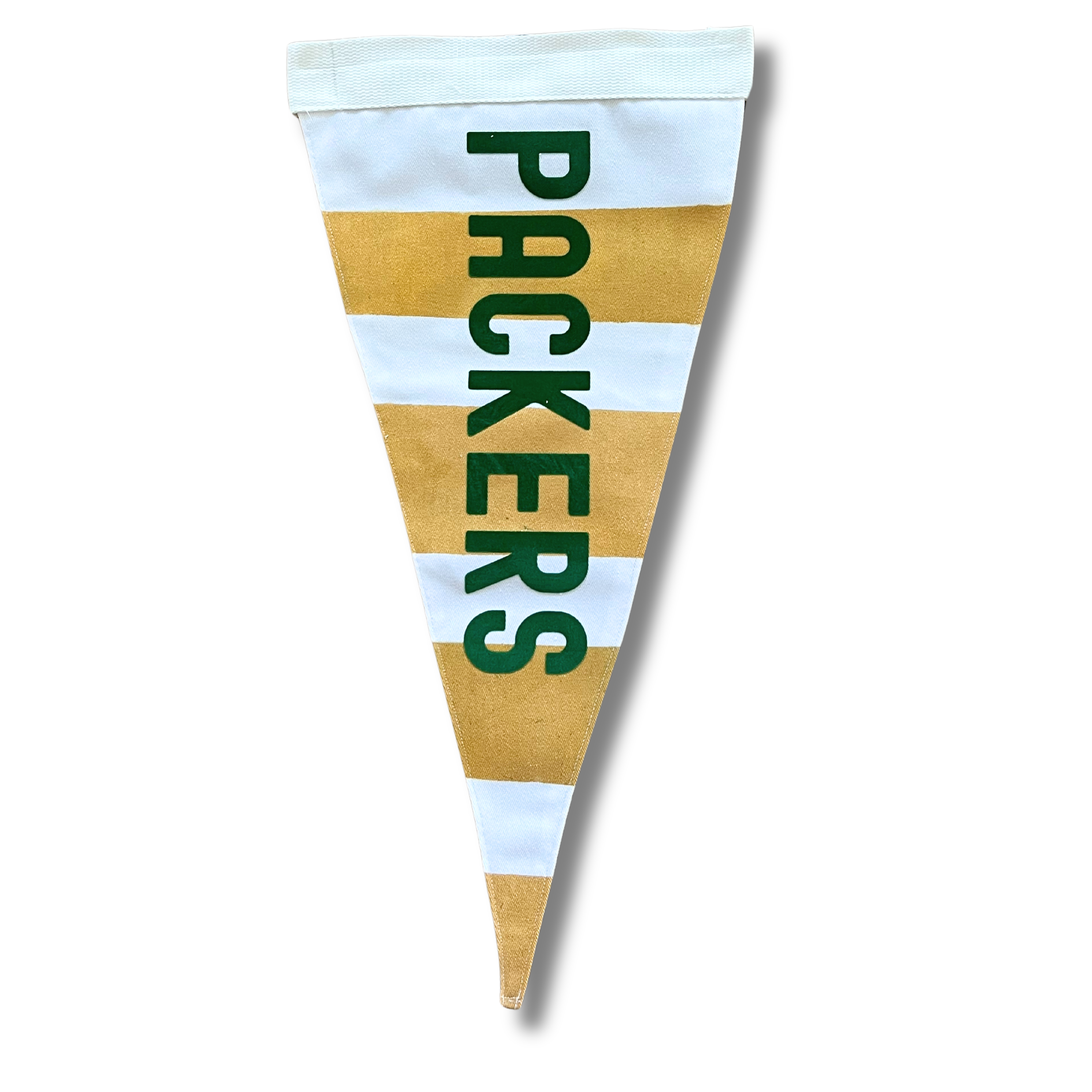 Handcrafted Green Bay Football Pennant Flag with bold team colors and iconic design, ideal for sports decor or game day setups.